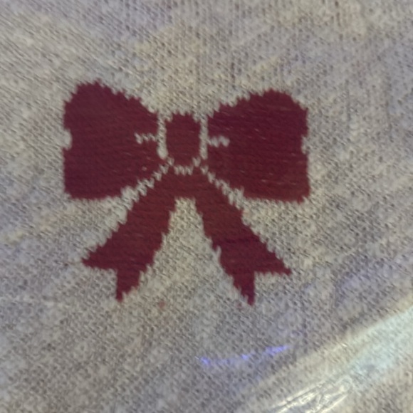 JINGLES & JOY Red Bow Knitted CHRISTMAS Holiday Throw Blanket Red and Beige - Picture 2 of 7